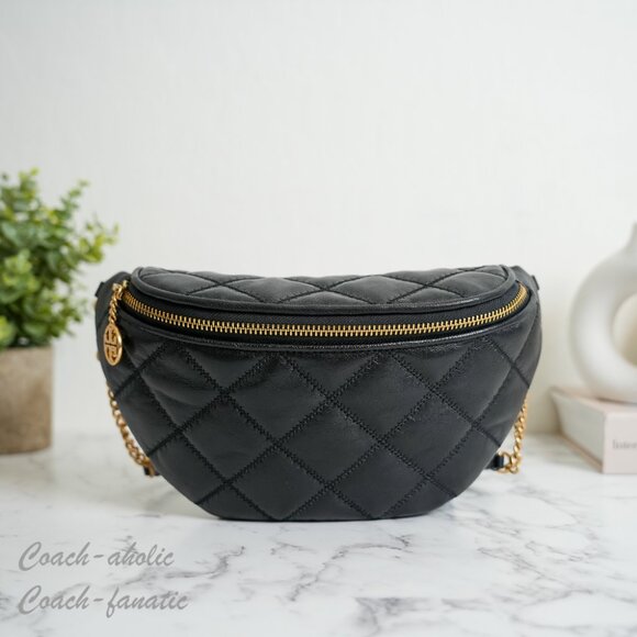 NWT Tory Burch Willa Belt Bag Leather Fanny Pack Crossbody in Black - Picture 1 of 9